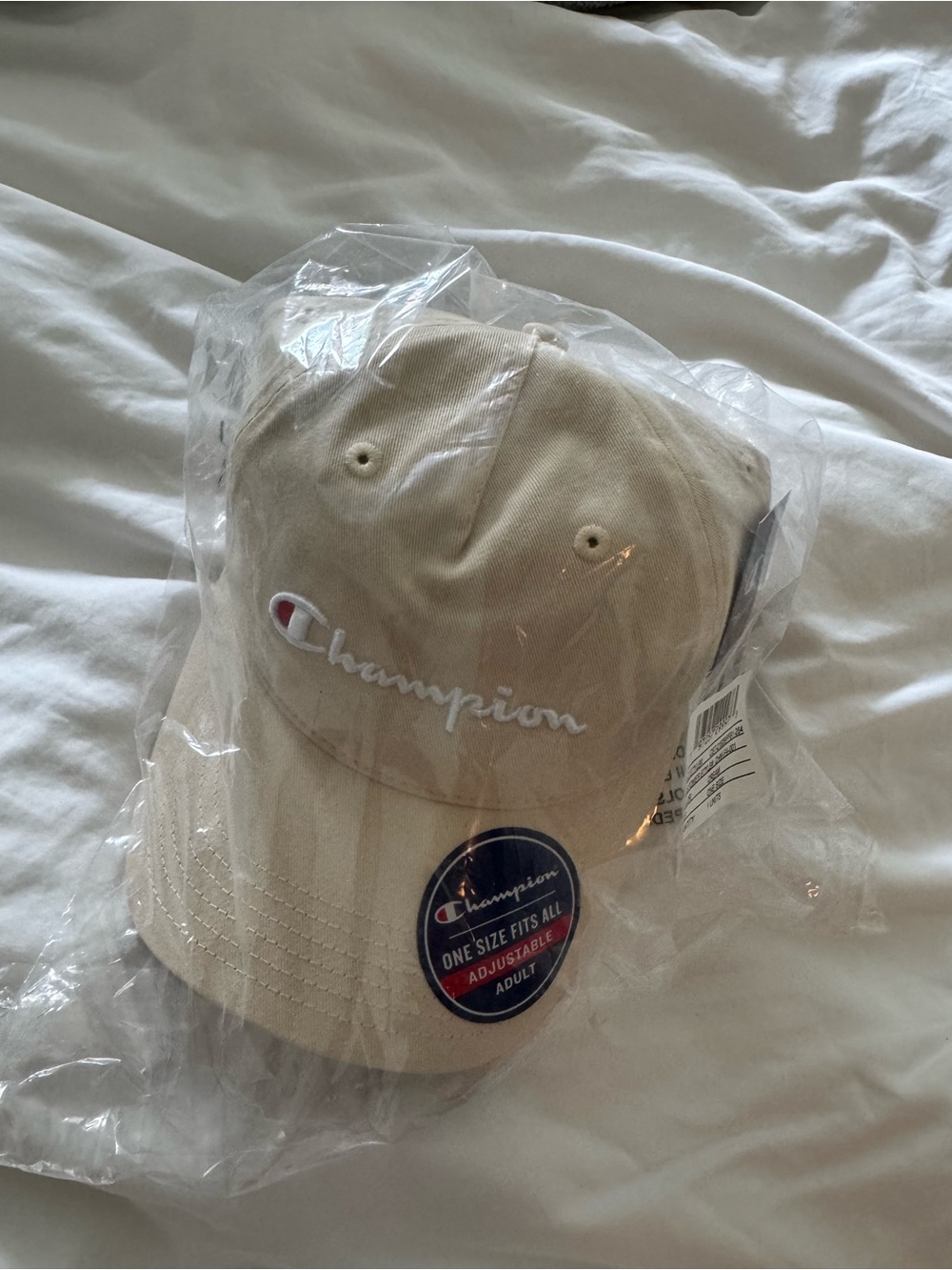Champion Beige Script Logo Baseball Cap